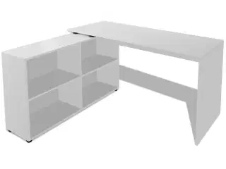 Hjørneskrivebord 4 hylder hvid