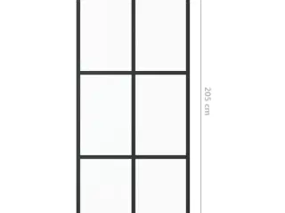 Skydedør 90x205 cm sikkerhedsglas og aluminium sort