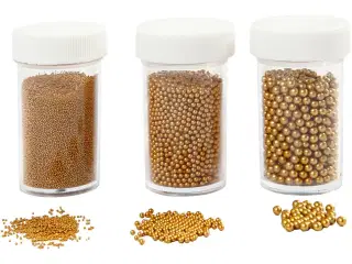Mini Glaskugler, str. 0,6-0,8+1,5-2+3 mm, guld, 3x45g/ 1 pk.