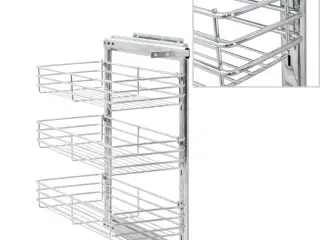 Udtrækskurv til køkkenskab tre lag 47x25x56 cm sølv