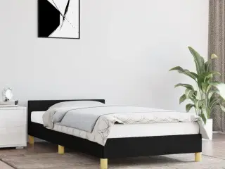 Sengeramme med hovedgærde uden madras Sort 90x200 cm Stof