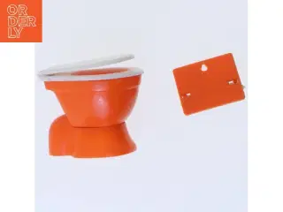 Miniature toilet og toiletpapirholder (str. 4,5x4,5 cm)