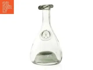 Glasflaske med dekorativt emblem (str. 23 cm)