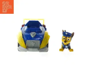 Blå legetøjspolitibil med figur fra Paw Patrol (str. 10x18x8 cm)