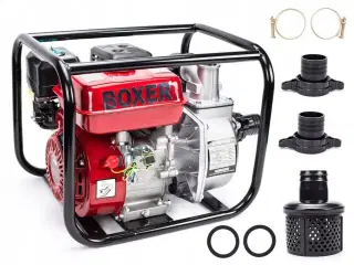 Vandpumpe med 6,5 hk benzinmotor.