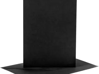 Kort og kuverter, kort str. 10,5x15 cm, kuvert str. 11,5x16,5 cm, 110+230 g, sort, 6sæt/ 1 pk.
