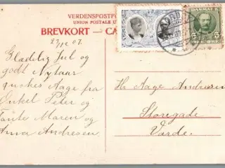 Julemærke 1907 på Postkort