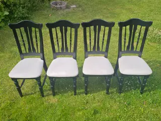 Klassiske sorte spisebordsstole med stofsæde – 75 