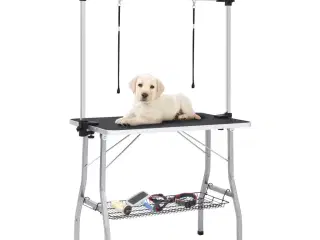 Vaske-/trimmebord til hund justerbart m. 2 løkker og kurv
