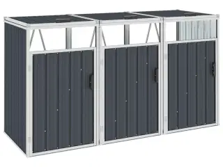 Tredobbelt skraldespandsskur 213x81x121 cm stål antracitgrå