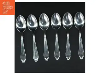 6 dessertskeer, 2-tårnet sølvplet (str. 18 cm)