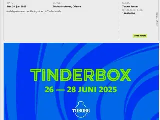 Tinderboxbillet lørdag d. 28. juni 2025
