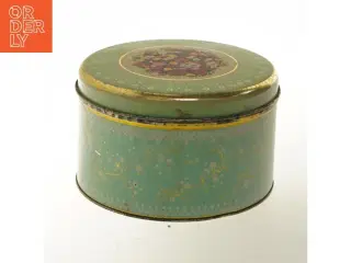 Dekorativ rund metaldåse (str. Ø 19x11,5 cm)