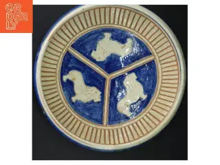 Håndmalet keramik fad (str. 30 cm)