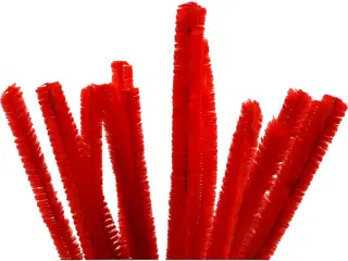 Chenille, L: 30 cm, tykkelse 15 mm, rød, 15stk./ 1 pk.