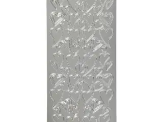 Sølv Hjerte Stickers - 10x23 cm, 1 ark