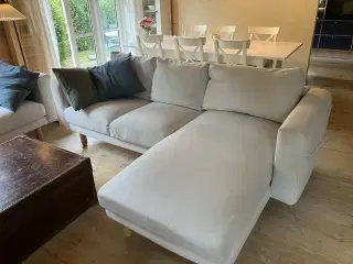3-personers sofa med chaiselong + helt nyt betræk