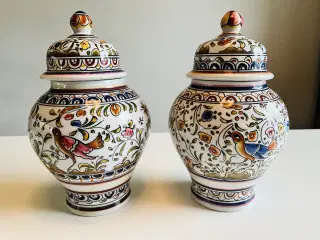 Krukke/vase portugisisk porcelæn, 2 stk