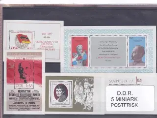 D.D.R Samling - 5 Miniark - Postfrisk
