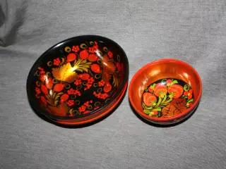 2 Russiske ting fra Hohloma skål 17 cm