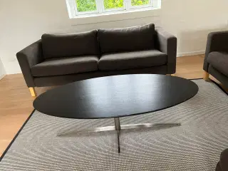 Sofabord sort m stål ben 140x70 cm