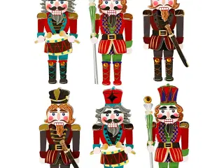 3D Nøddeknækker Stickers - 6 stk. til Kreative Projekter