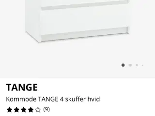 Tange kommode med 4 skuffer.