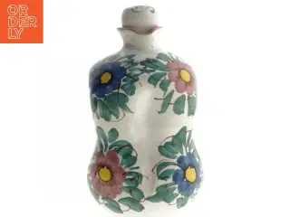 Flaskelignende keramik dekoreret med blomster (str. 8,5x8,5x16 cm)