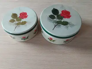 2 gamle Kagedåser med Roser