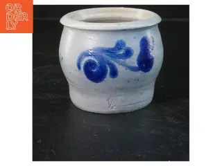 Keramikkrukke med blå dekoration (str. 9x9 cm)