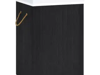 Vasketøjskurv med 1 rum bambus sort