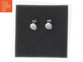 Sølv øreringe med lyserød sten (str. Ø 0,5 cm)