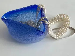 Glasskål, blå m bobler