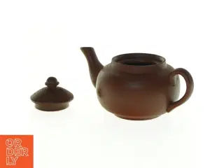 Brun keramik tekande (str. 17 x 8 x 10 cm)