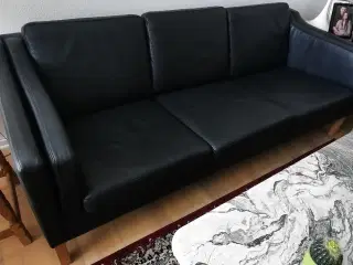 Sofa i læder sort 3 og 2 personers