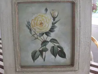 maleri på træ rose hvid
