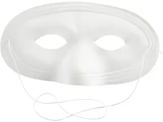 Halvmaske, H: 10 cm, B: 17,5 cm, hvid, 12stk./ 1 pk.