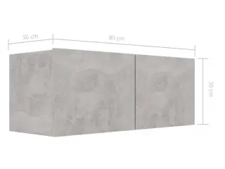 Tv-bord 80x30x30 cm konstrueret træ betongrå