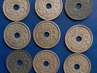 25 øre, 1924 til 1944, 9 forskelige