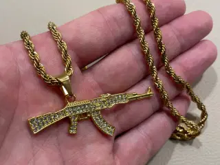 14kt goldfilled rope chain med ak47 vedhæng 