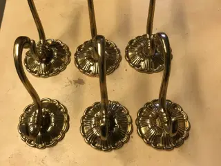 Vintage Messing Vægkroge Sæt 6 stk