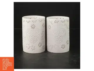 Dekorative keramikpotter med hjertemotiv (str. Ø. 7 cm. længde, 10 cm)