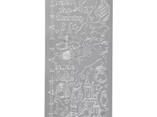Stickers, enhjørning, ark 10x23 cm, sølv, 1 ark
