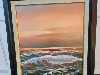 Maleri med solnedgang