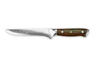 Udbenerkniv, 15 cm knivblad, udført i 67 lags Damaskus stål.