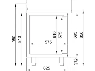 Kølebord med 4 døre – B2270 x D700 x H860 mm