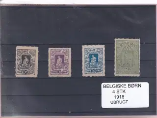 Belgiske Børn - 1918 - Velgørenhed - 4 Stk. - Ubrugt
