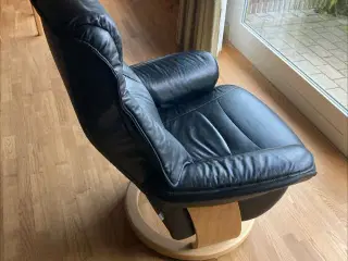 Hjort Knudsen lænestol ægte læder sort