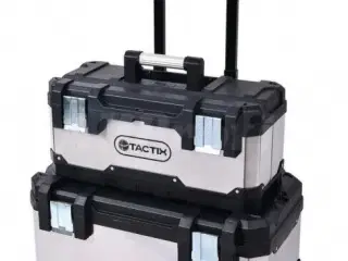 Tactix 2 in 1 Rolling Tool Box Set Silver and Black
