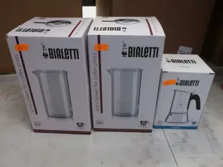 Kaffekoger + 2 stk. reserve glaskander stempelkaffe BIALETTI